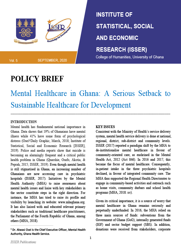 Mental Healthcare in Ghana: A Serious Setback to Sustainable Healthcare for Development